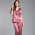 Pyjama Soie Dentelle Femme