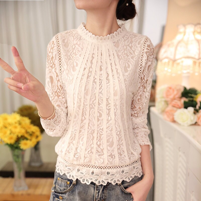 Top Dentelle Manche Longue Femme