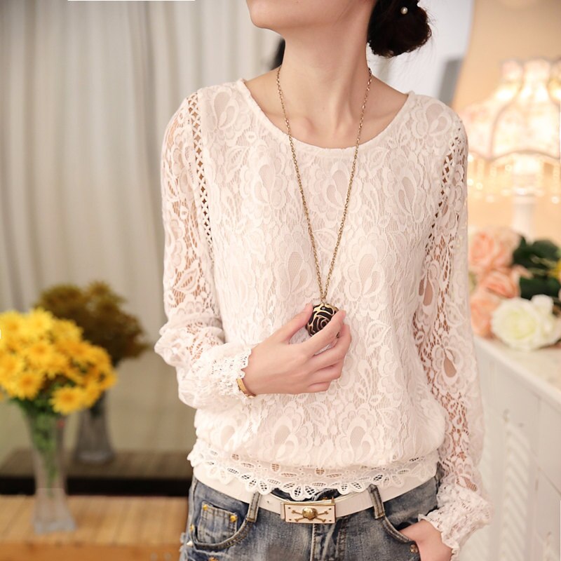 Top Dentelle Manche Longue Femme
