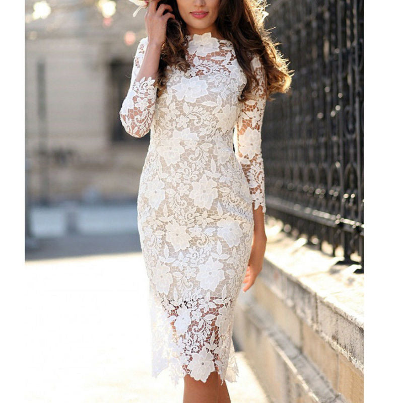 Robe Longue Dentelle Blanche Transparente