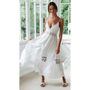 Robe Blanche Dentelle Longue Bohème | Infinie Dentelle
