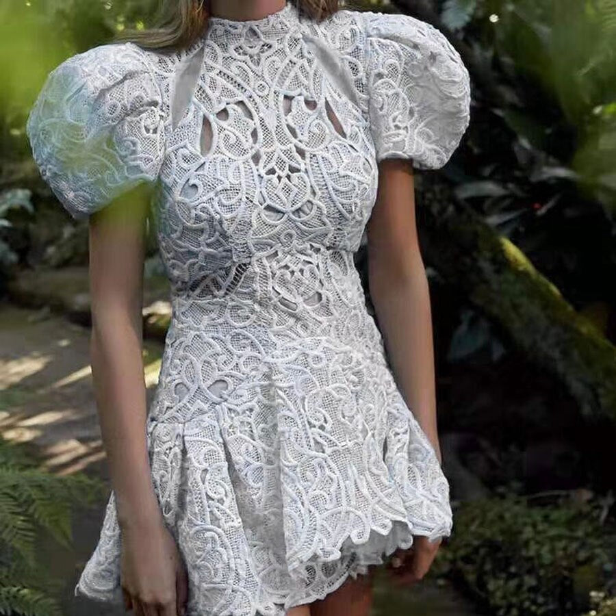 Robe Dentelle Manche Lanterne | Infinie Dentelle