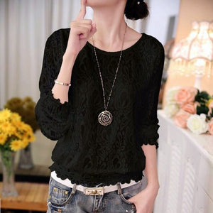 Top Dentelle Manche Longue Femme