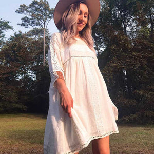 Robe Tunique Dentelle Blanche