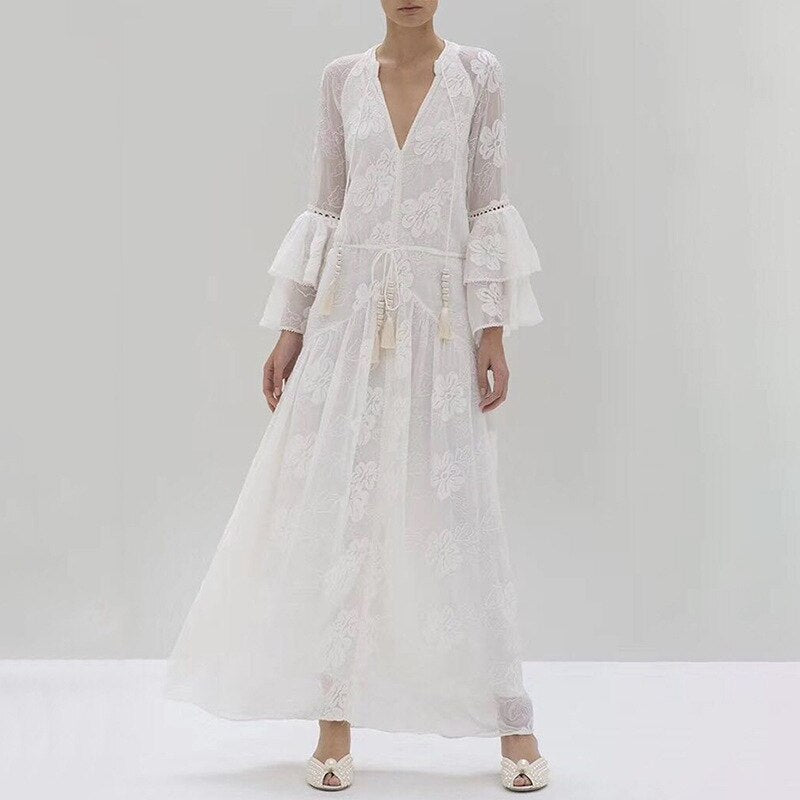 Longue Robe Blanche Dentelle | Infinie Dentelle