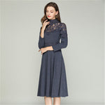 Robe Longue Dentelle Bleu