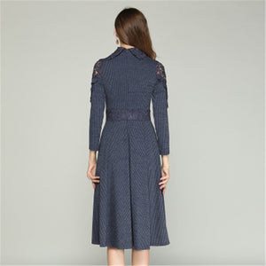 Robe Longue Dentelle Bleu