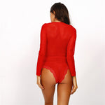 Body Dentelle Manche Longue Noir