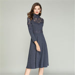 Robe Longue Dentelle Bleu