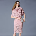 Robe Mi-Longue Dentelle Rose