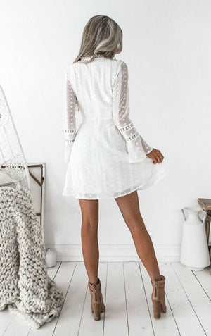 Robe Dentelle Courte Manches Longues | Infinie Dentelle
