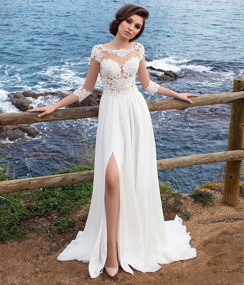 Robe de Mariée Haut Dentelle Bas Fluide