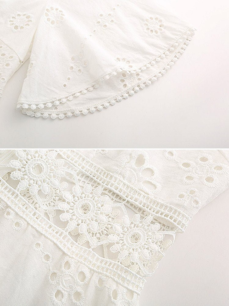 Robe Courte en Dentelle Creux Manches Mi-Longues | Infinie Dentelle