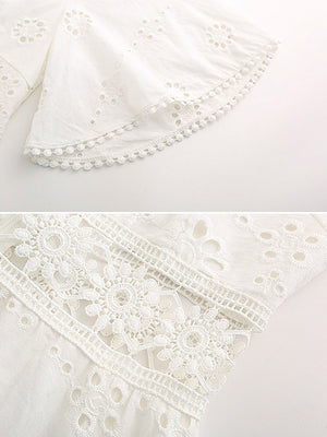 Robe Courte en Dentelle Creux Manches Mi-Longues | Infinie Dentelle