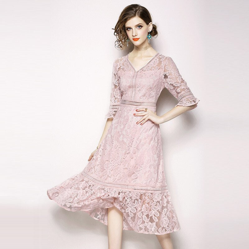 Robe Dentelle Bohème Rose | Infinie Dentelle