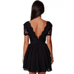 Robe Dentelle Noire Col V