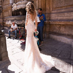 Robe de Mariée Sirène Dentelle Manche Longue