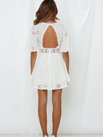 Robe Courte en Dentelle Creux Manches Mi-Longues | Infinie Dentelle