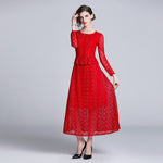 Robe Dentelle Rouge Manche Longue | Infinie Dentelle