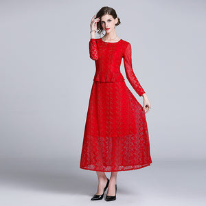 Robe Dentelle Rouge Manche Longue | Infinie Dentelle