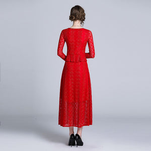 Robe Dentelle Rouge Manche Longue | Infinie Dentelle