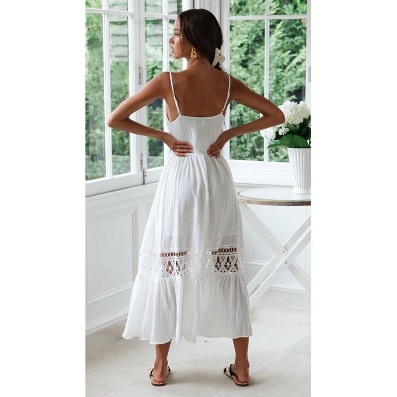 Robe Blanche Dentelle Longue Bohème | Infinie Dentelle