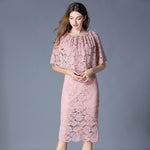 Robe Mi-Longue Dentelle Rose