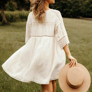 Robe Tunique Dentelle Blanche