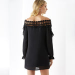 Robe Dentelle Noire Col Bateau | Infinie Dentelle