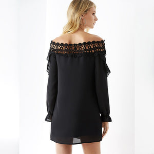Robe Dentelle Noire Col Bateau | Infinie Dentelle