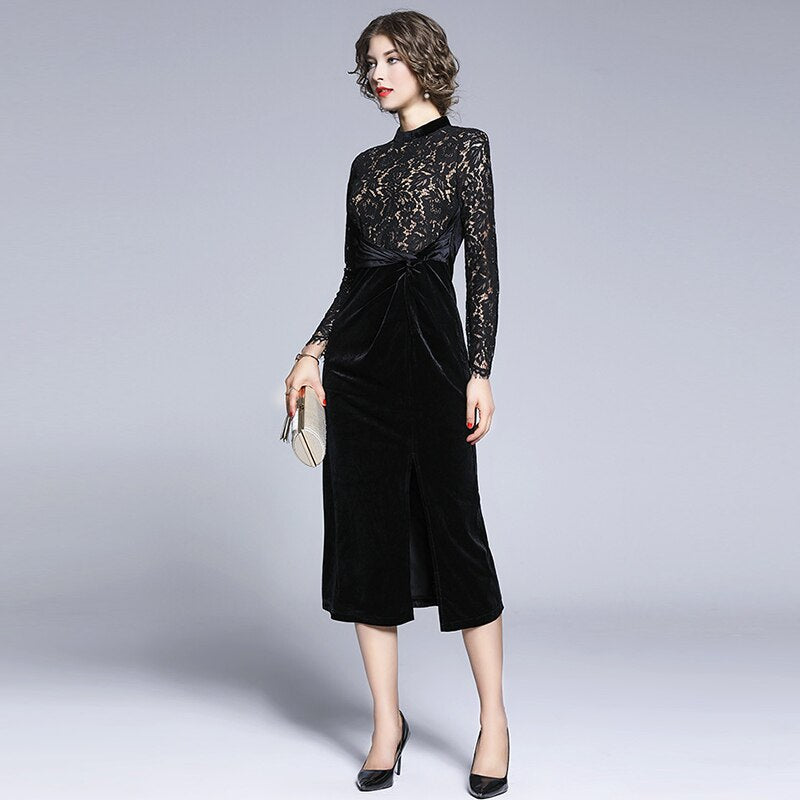 Robe Dentelle et Velours | Infinie Dentelle