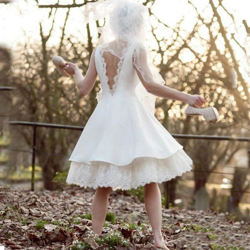 Robe de Mariée Dentelle Mi Longue