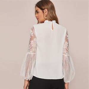 Haut Dentelle Manches Longues