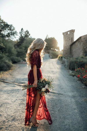Robe Boho Dentelle Rouge | Infinie Dentelle