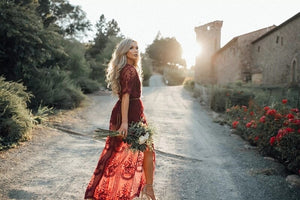 Robe Boho Dentelle Rouge | Infinie Dentelle
