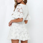 Robe Blanche Dentelle Col V | Infinie Dentelle