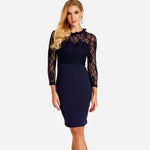 Robe Fourreau Dentelle Bleu Marine | Infinie Dentelle