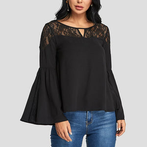 Haut Dentelle Manches Évasée