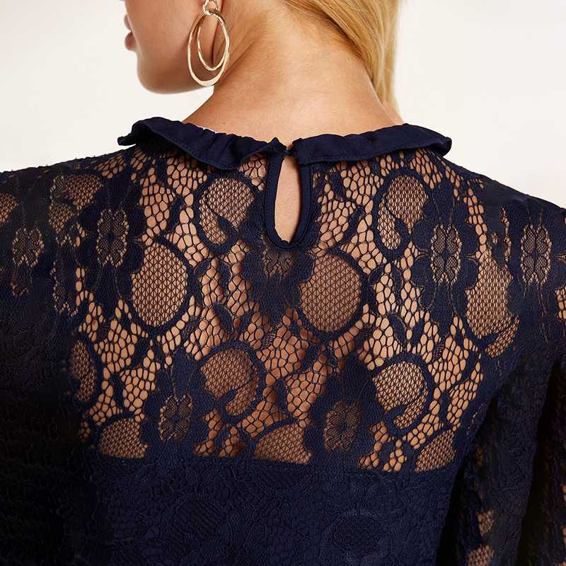 Robe Fourreau Dentelle Bleu Marine | Infinie Dentelle