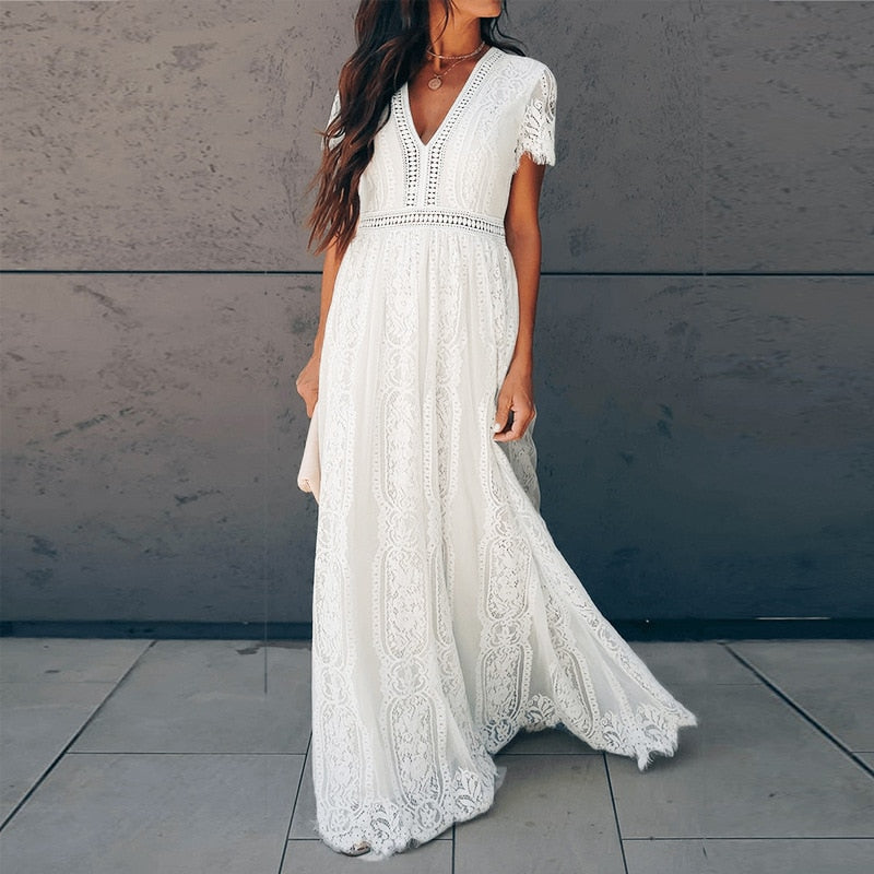 Robe Dentelle Blanche Longue | Infinie Dentelle