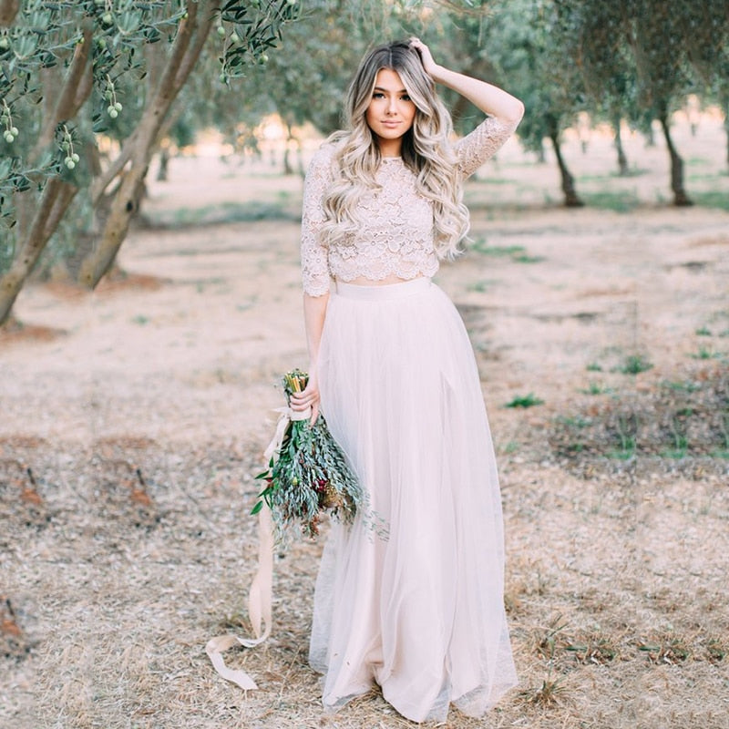 Robe de Mariée Dentelle Deux Pièces