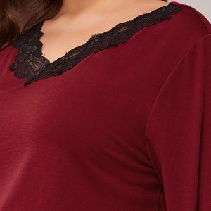 Pyjama  Dentelle Grande Taille Rouge