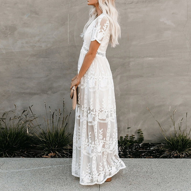 Robe Blanche Dentelle Bohème | Infinie Dentelle