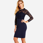Robe Fourreau Dentelle Bleu Marine | Infinie Dentelle