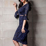 Robe Dentelle Longue Bleue | Infinie Dentelle