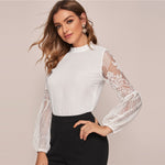 Haut Dentelle Manches Longues