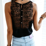 Haut Noir Dentelle Manche Courte