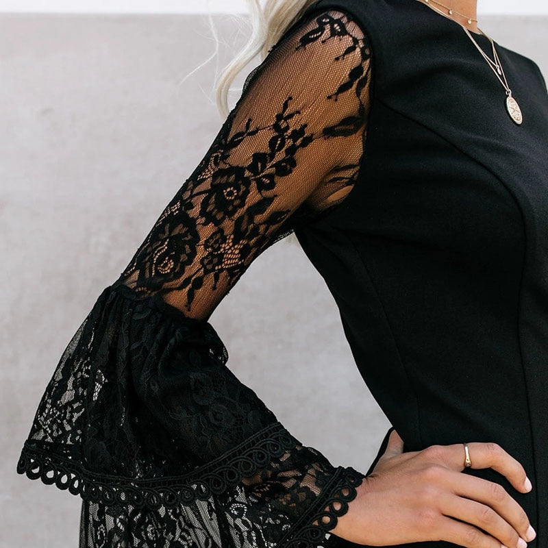 Robe Noire Dentelle de Soirée