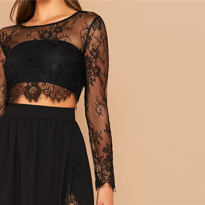 Robe Dentelle Noire Deux Pièces | Infinie Dentelle