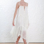 Robe Blanche Dentelle Asymétrique | Infinie Dentelle